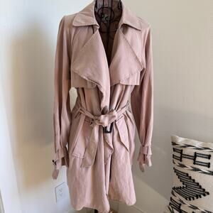 Ellison Blush Pink Lightweight Short Waterfall Collar Duster Trench Coat Medium